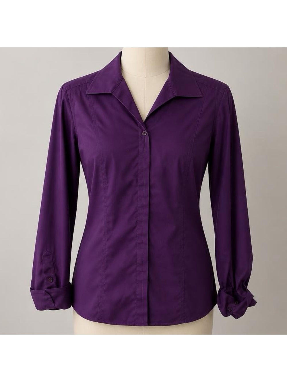 Chico's Purple Button-Up Cotton Shirt Size 1